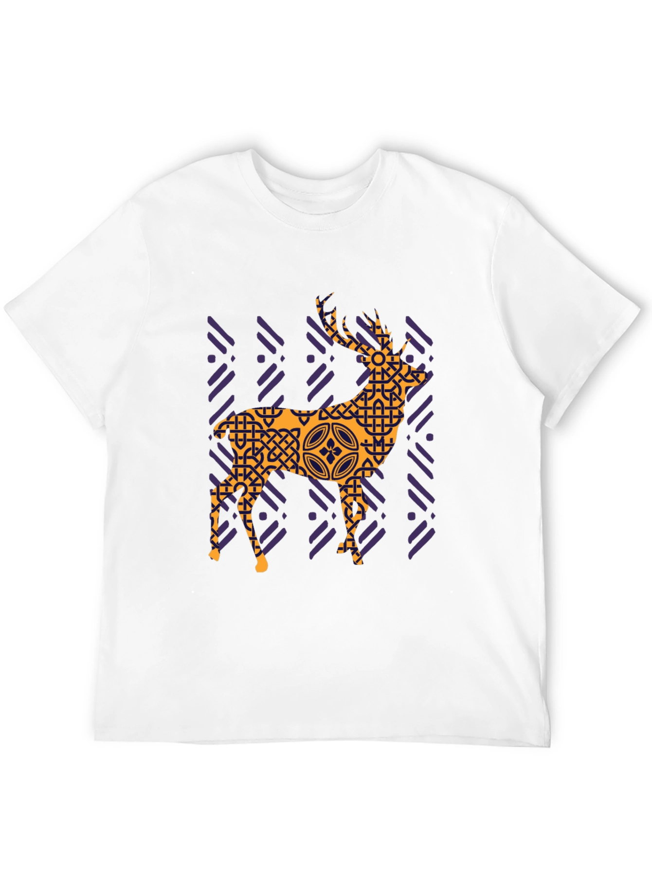 Geometric Deer Graphic Tee - Black