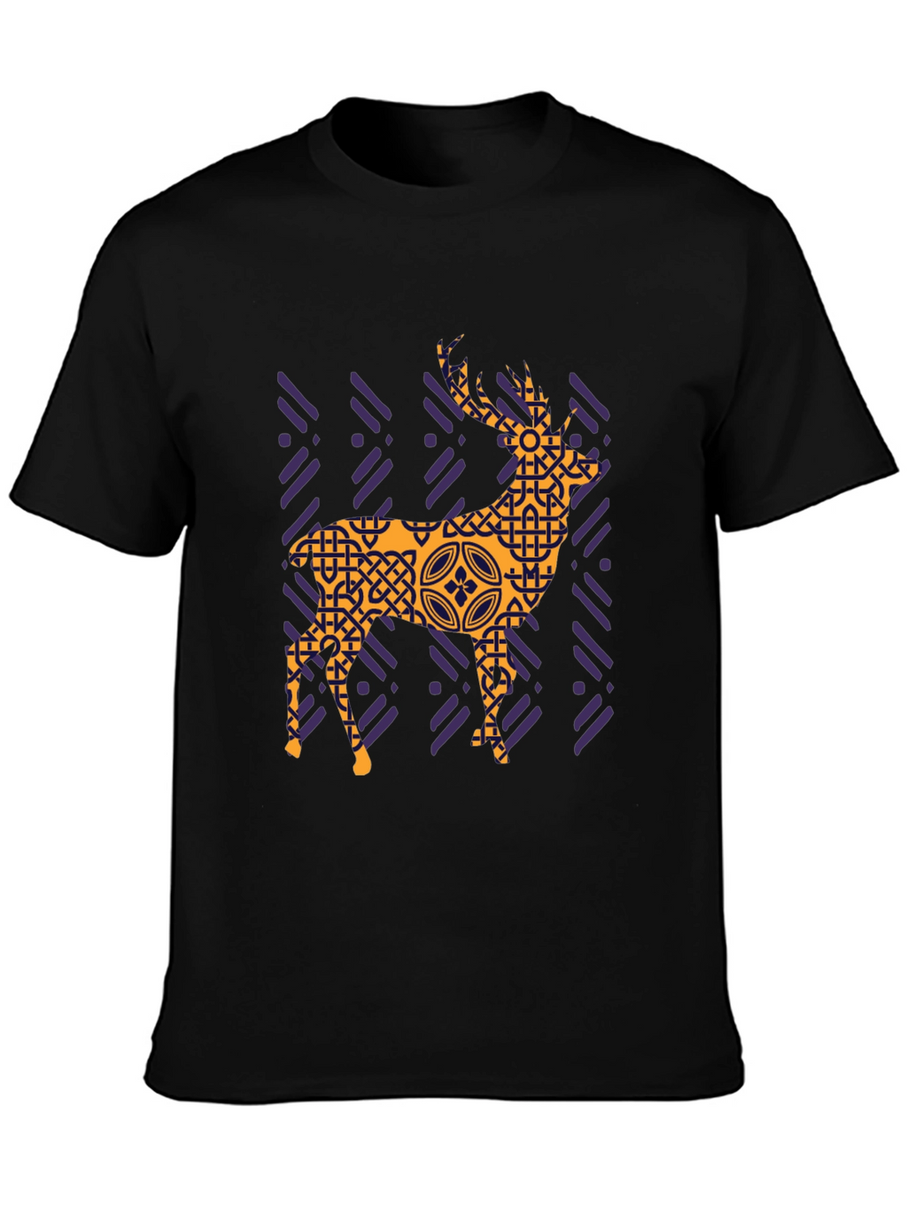Geometric Deer Graphic Tee - Black