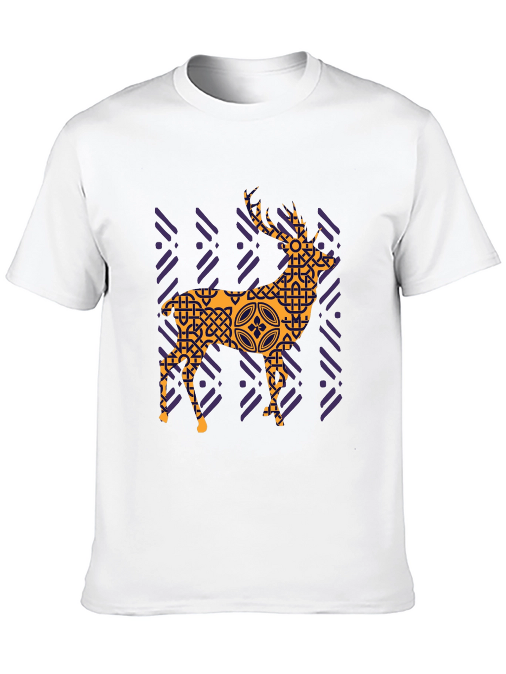 Geometric Deer Graphic Tee - Black