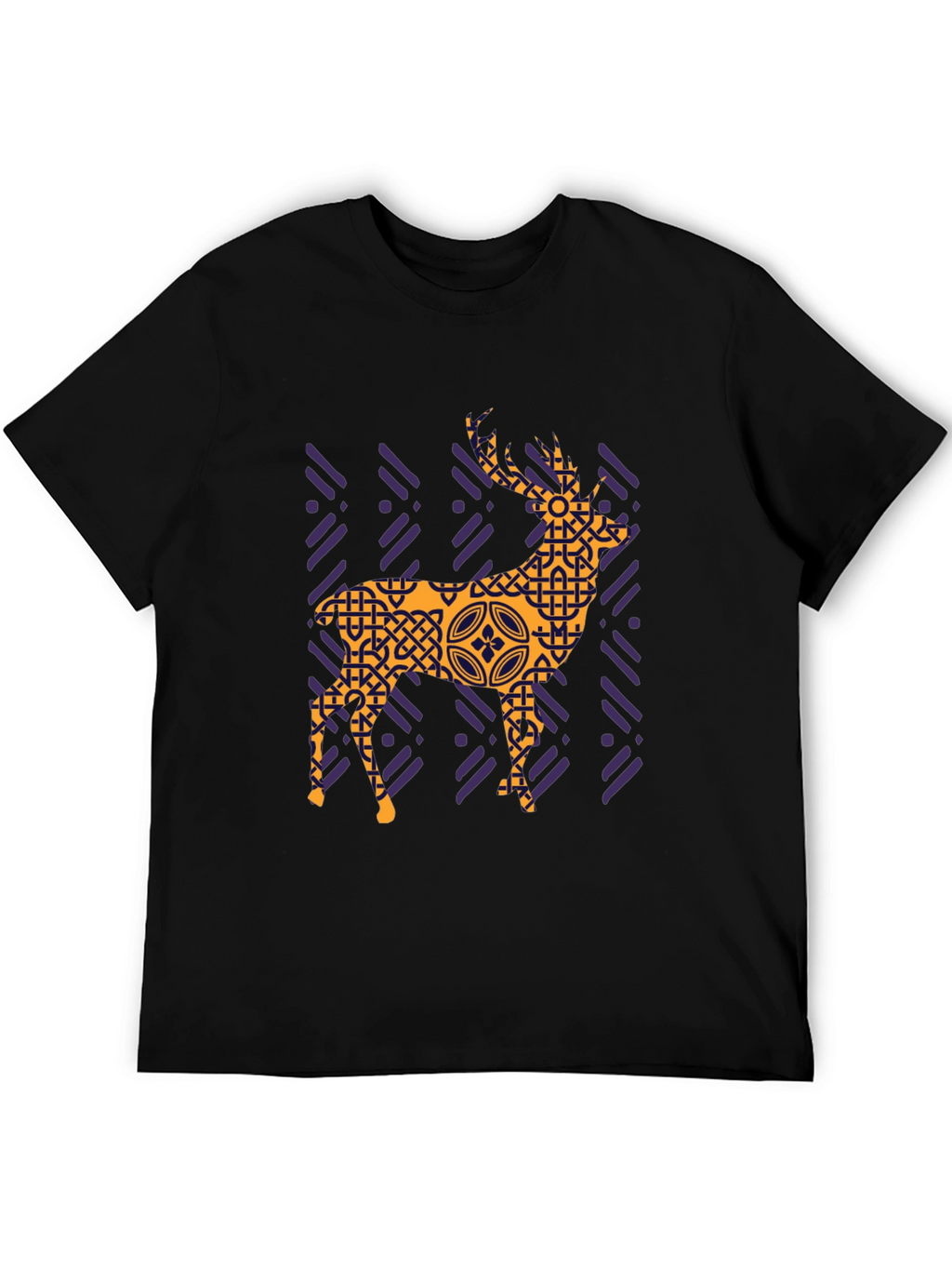 Geometric Deer Graphic Tee - Black