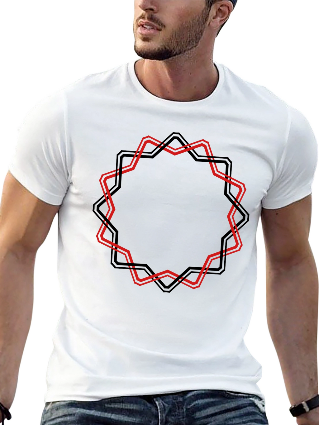 Geometric Star Graphic Black T-Shirt