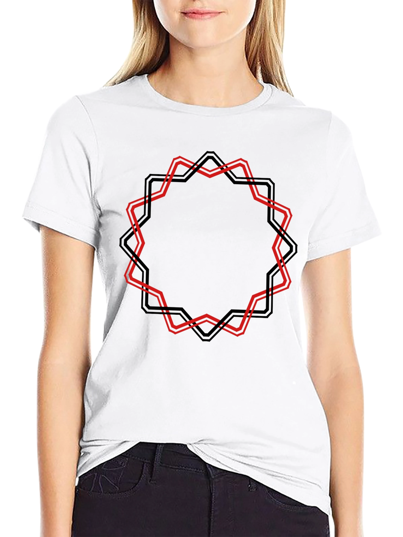 Geometric Star Graphic Black T-Shirt