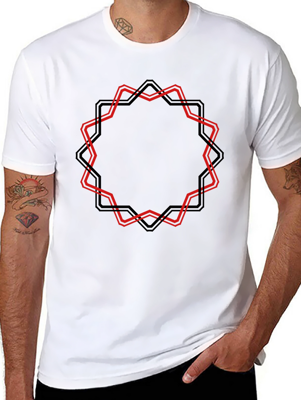 Geometric Star Graphic Black T-Shirt