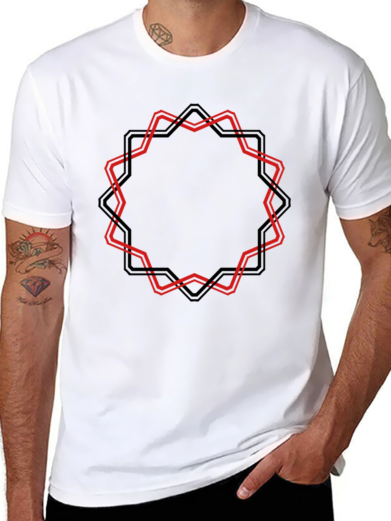 Geometric Star Graphic Black T-Shirt