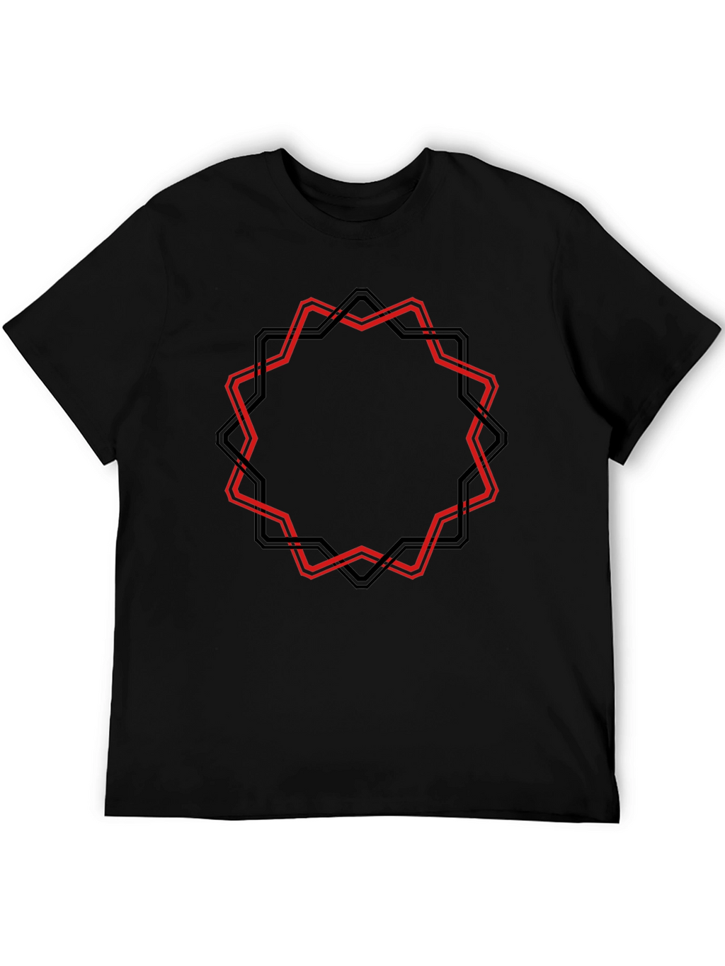 Geometric Star Graphic Black T-Shirt