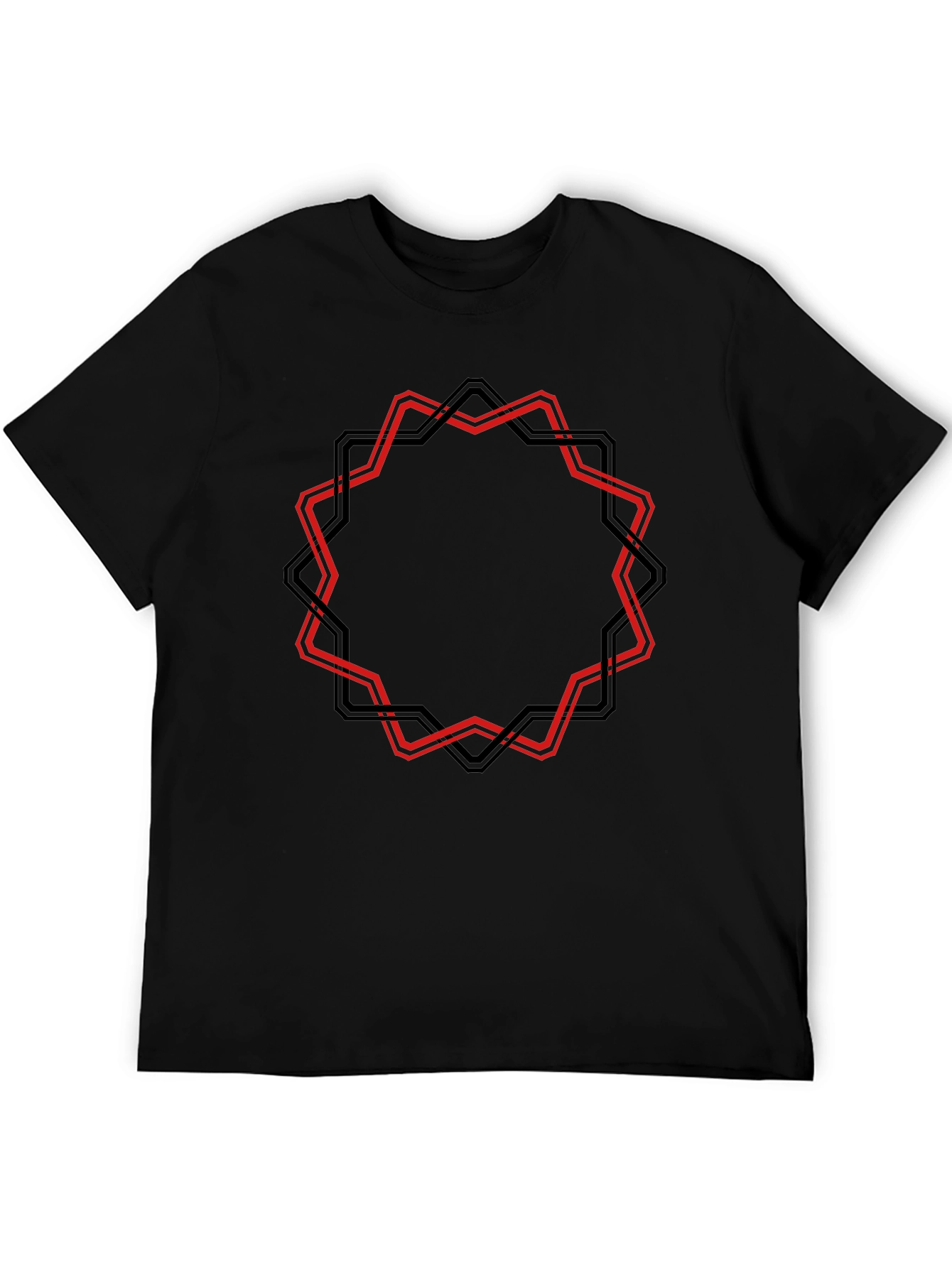 Geometric Star Graphic Black T-Shirt