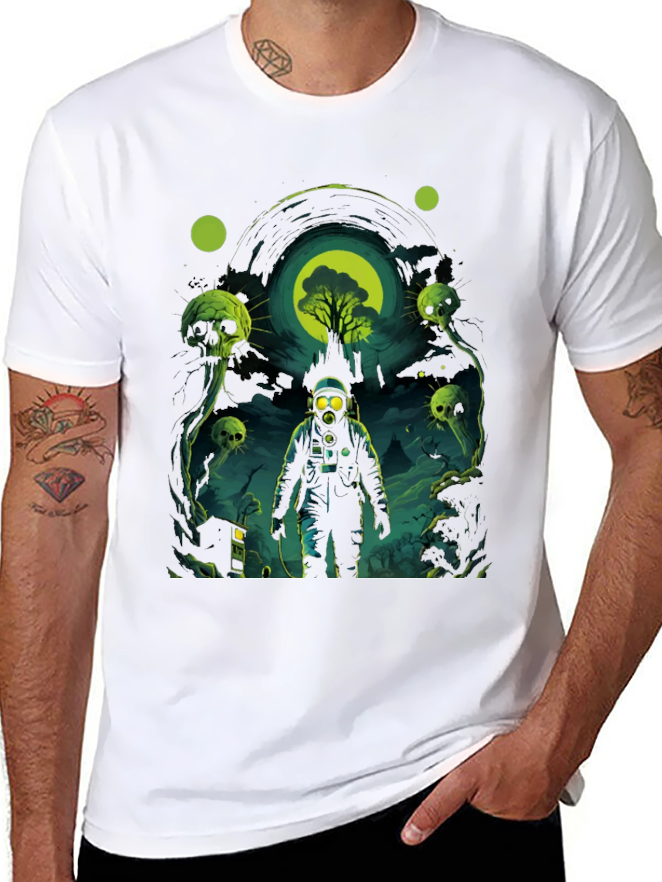 Astronaut Gas Mask Graphic Tee - Black
