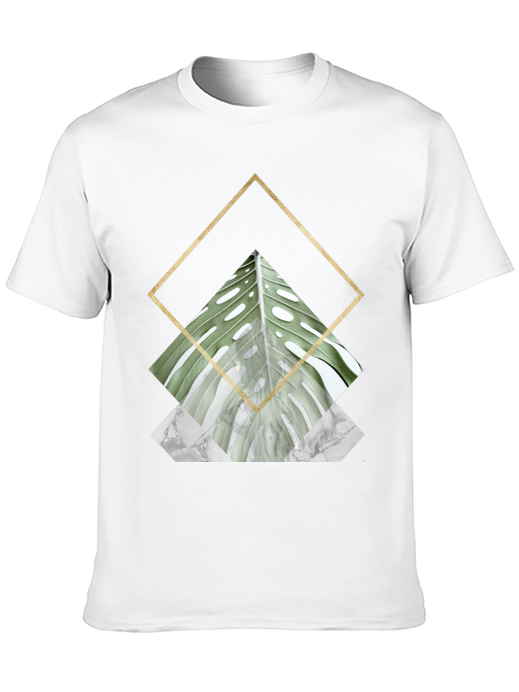 Geometric Leaf Print T-Shirt