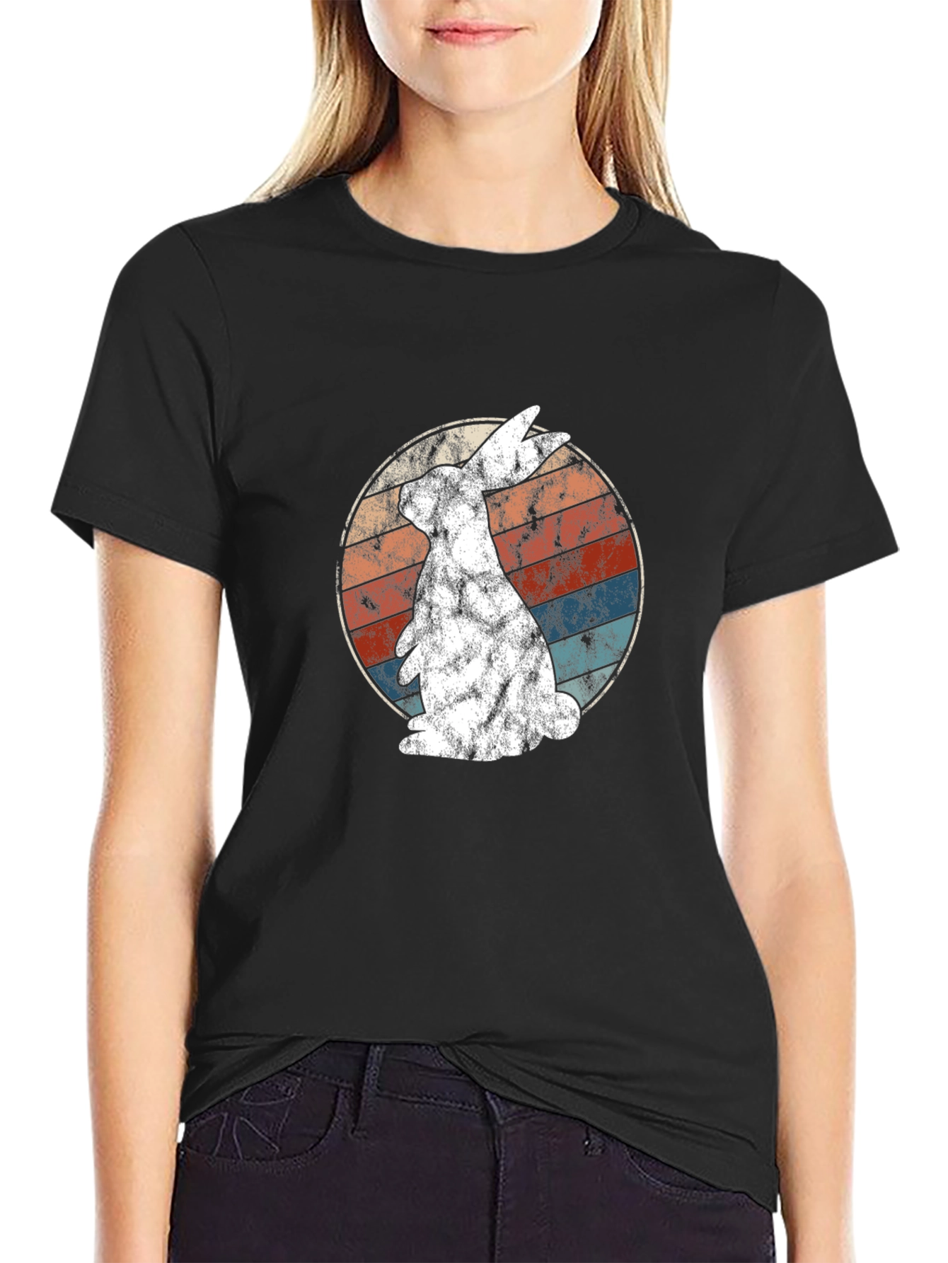 Retro Bunny Graphic Tee - Soft Cotton Blend
