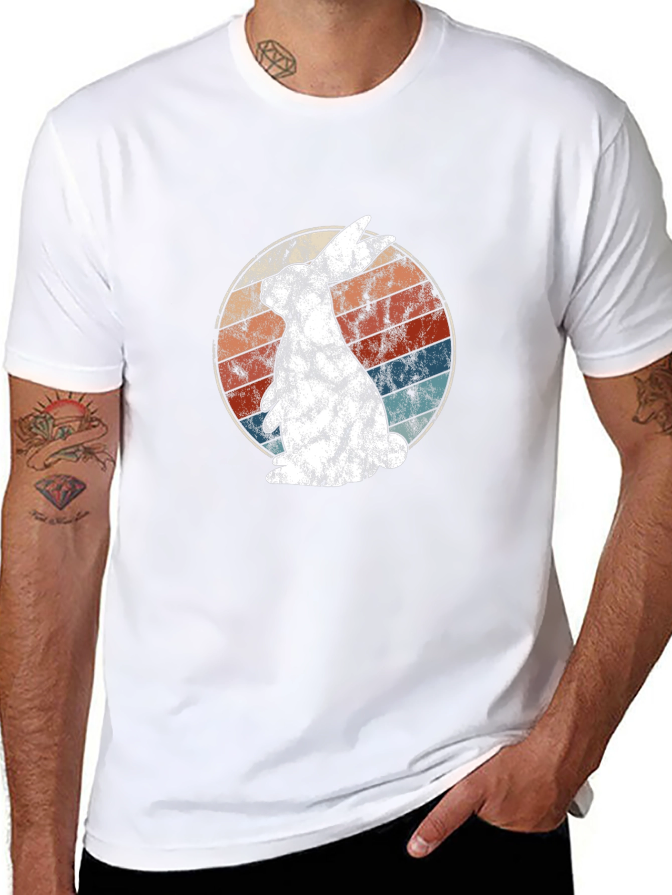 Retro Bunny Graphic Tee - Soft Cotton Blend