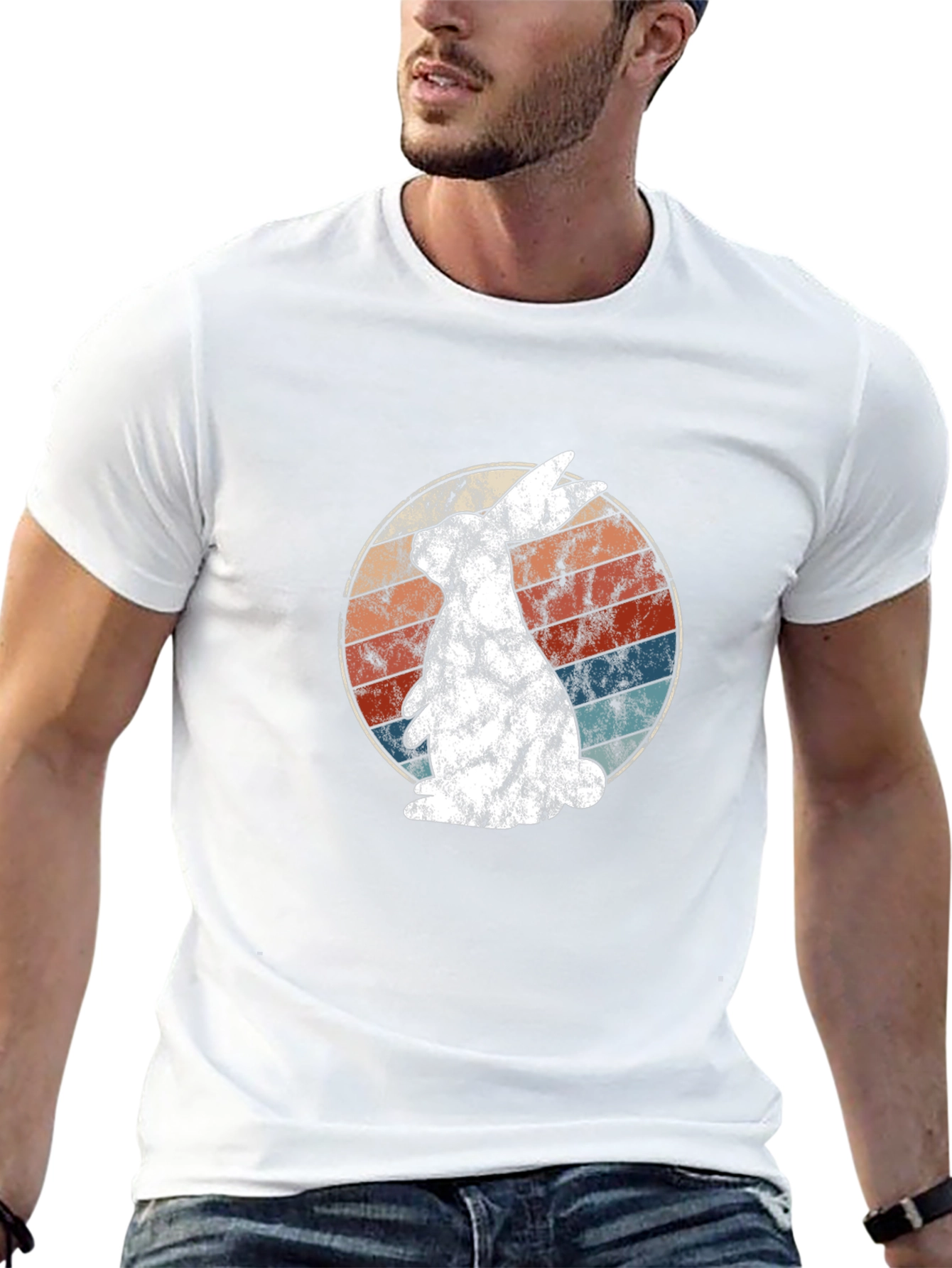 Retro Bunny Graphic Tee - Soft Cotton Blend