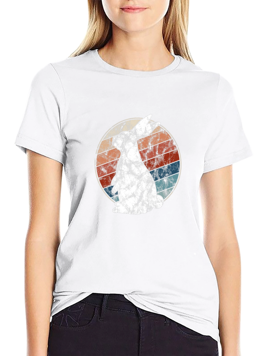 Retro Bunny Graphic Tee - Soft Cotton Blend