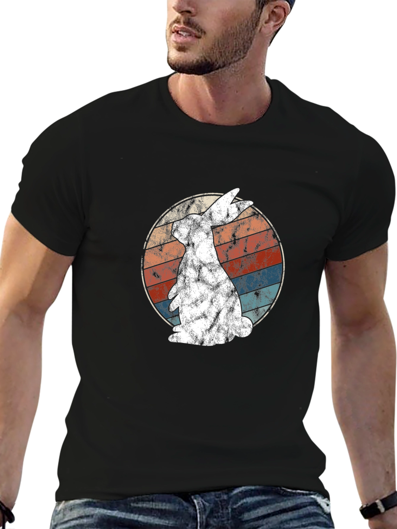 Retro Bunny Graphic Tee - Soft Cotton Blend
