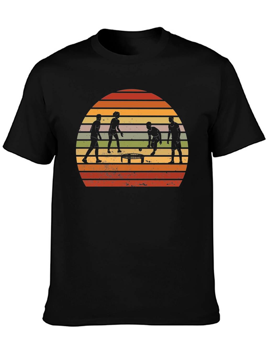 Retro Spikeball T-Shirt - Sunset Silhouette Design