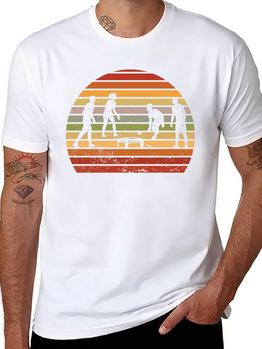 Retro Spikeball T-Shirt - Sunset Silhouette Design