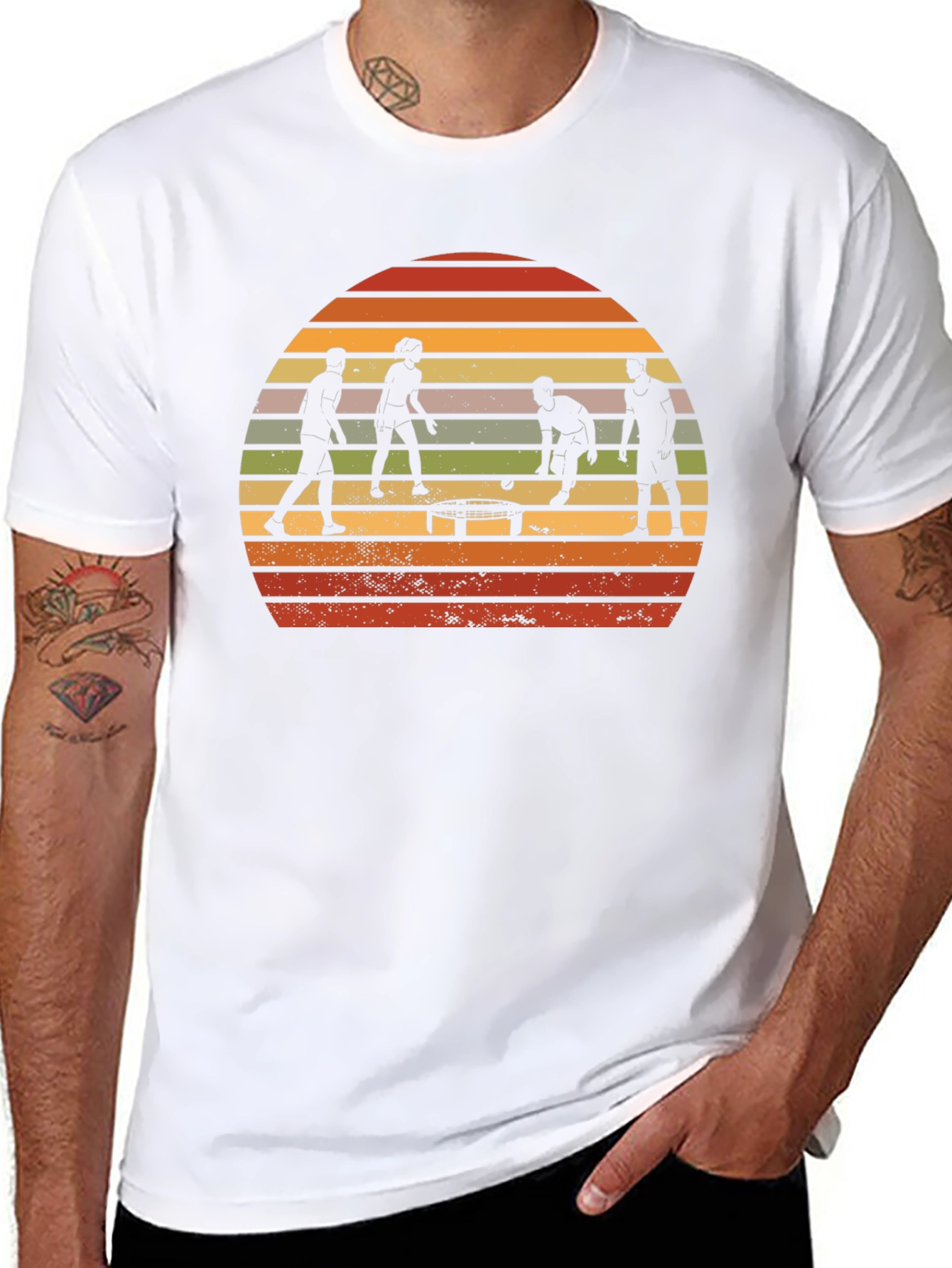 Retro Spikeball T-Shirt - Sunset Silhouette Design