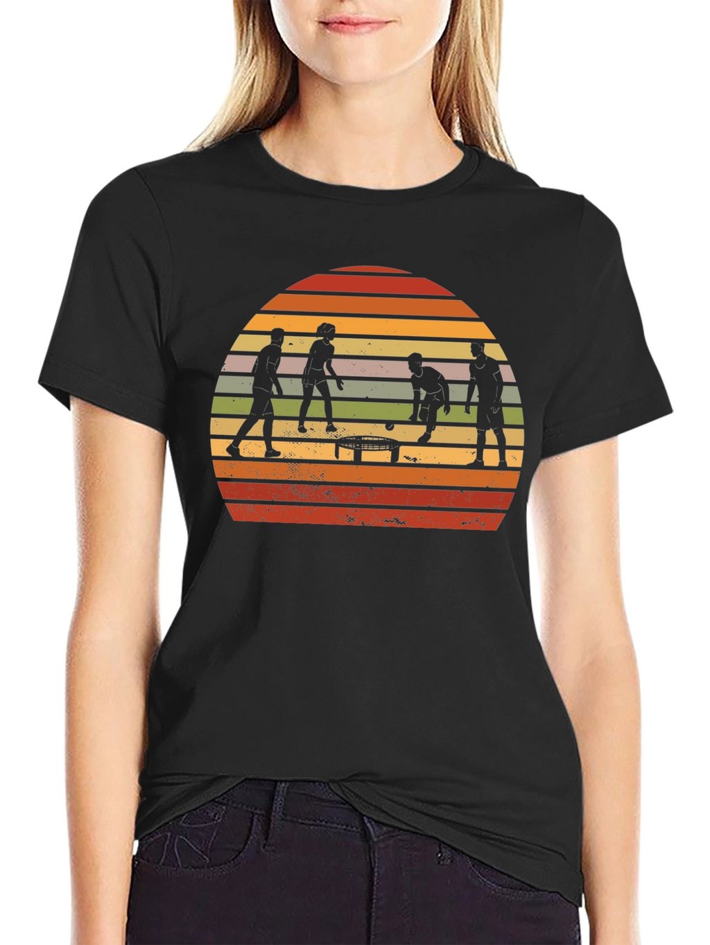 Retro Spikeball T-Shirt - Sunset Silhouette Design
