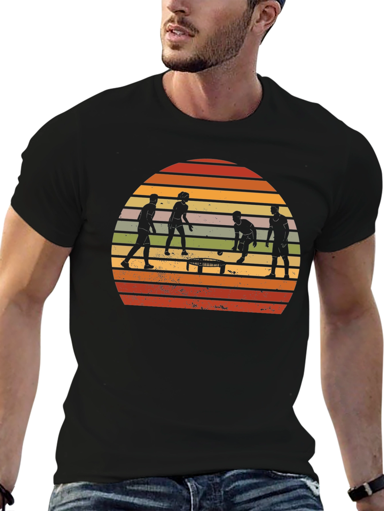 Retro Spikeball T-Shirt - Sunset Silhouette Design