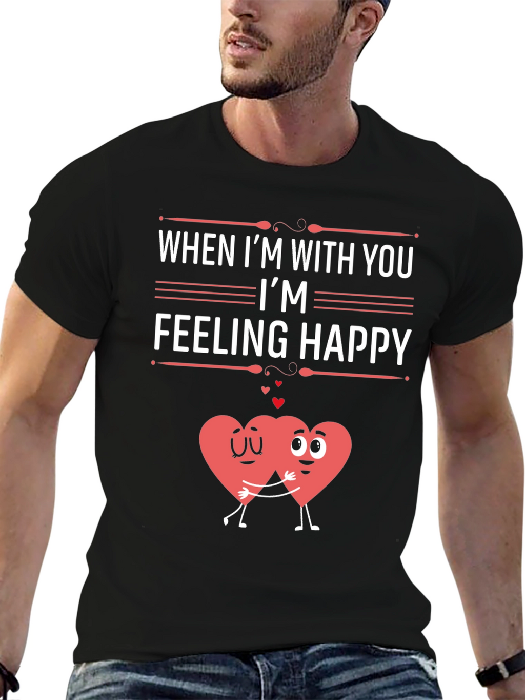Feeling Happy Graphic T-Shirt - Valentines Day