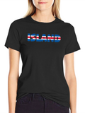 Iceland Flag Graphic Print Black T-Shirt