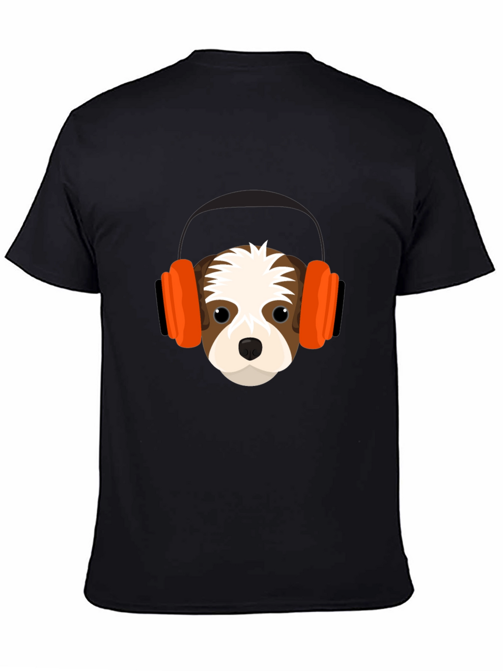 Dog with Headphones Graphic Tee - Black T-Shirt