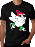 Bunny Ice Skating Graphic T-Shirt