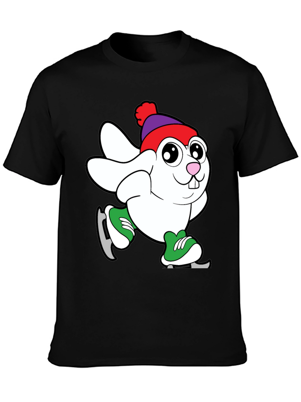 Bunny Ice Skating Graphic T-Shirt