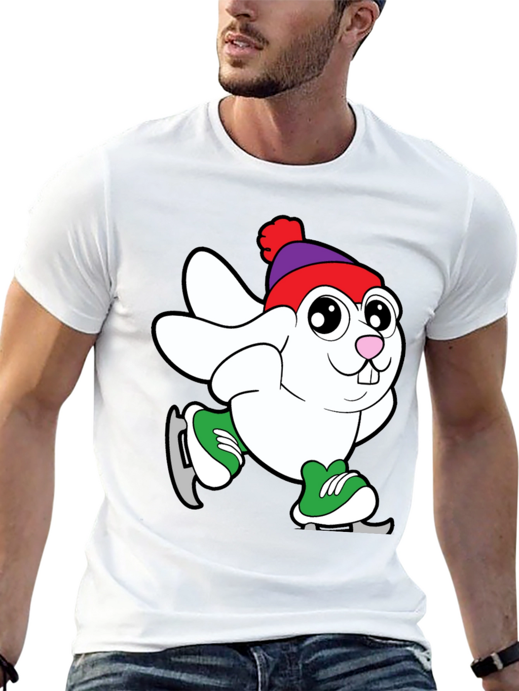 Bunny Ice Skating Graphic T-Shirt