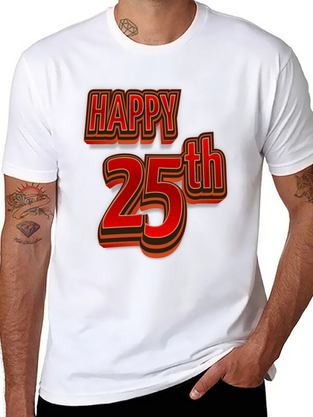 Happy 25th Birthday T-Shirt - Black Graphic Tee