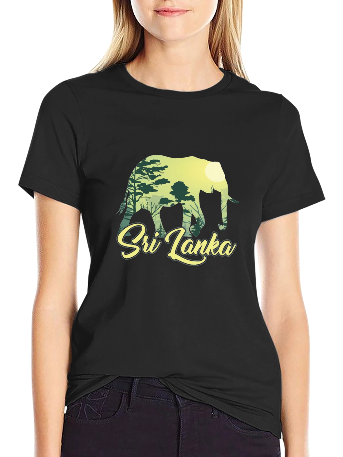 Sri Lanka Elephant Silhouette Graphic Tee