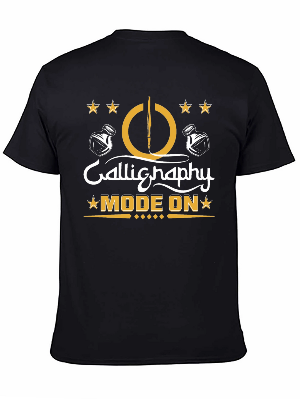 Calligraphy Mode On Black T-Shirt