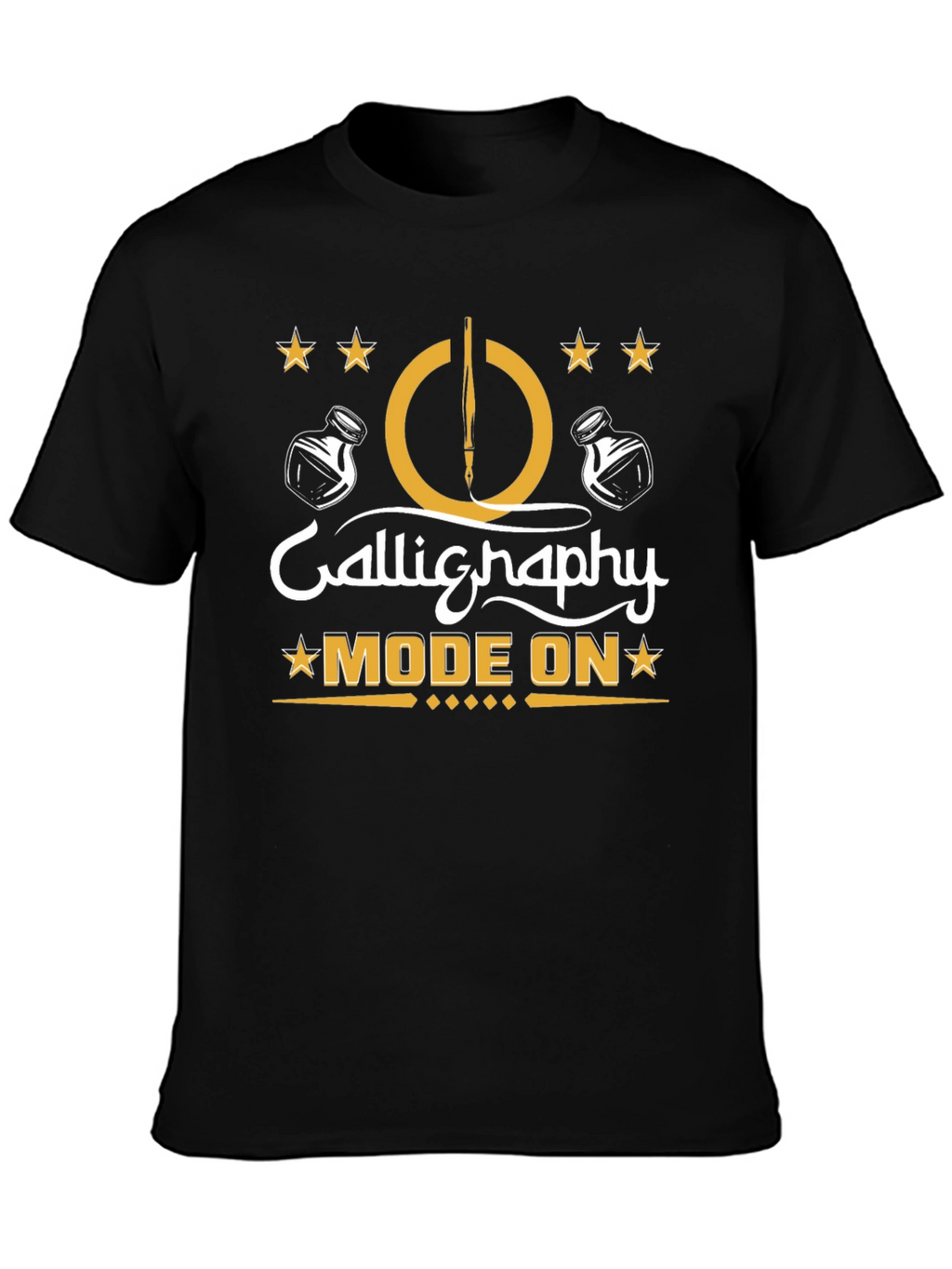 Calligraphy Mode On Black T-Shirt