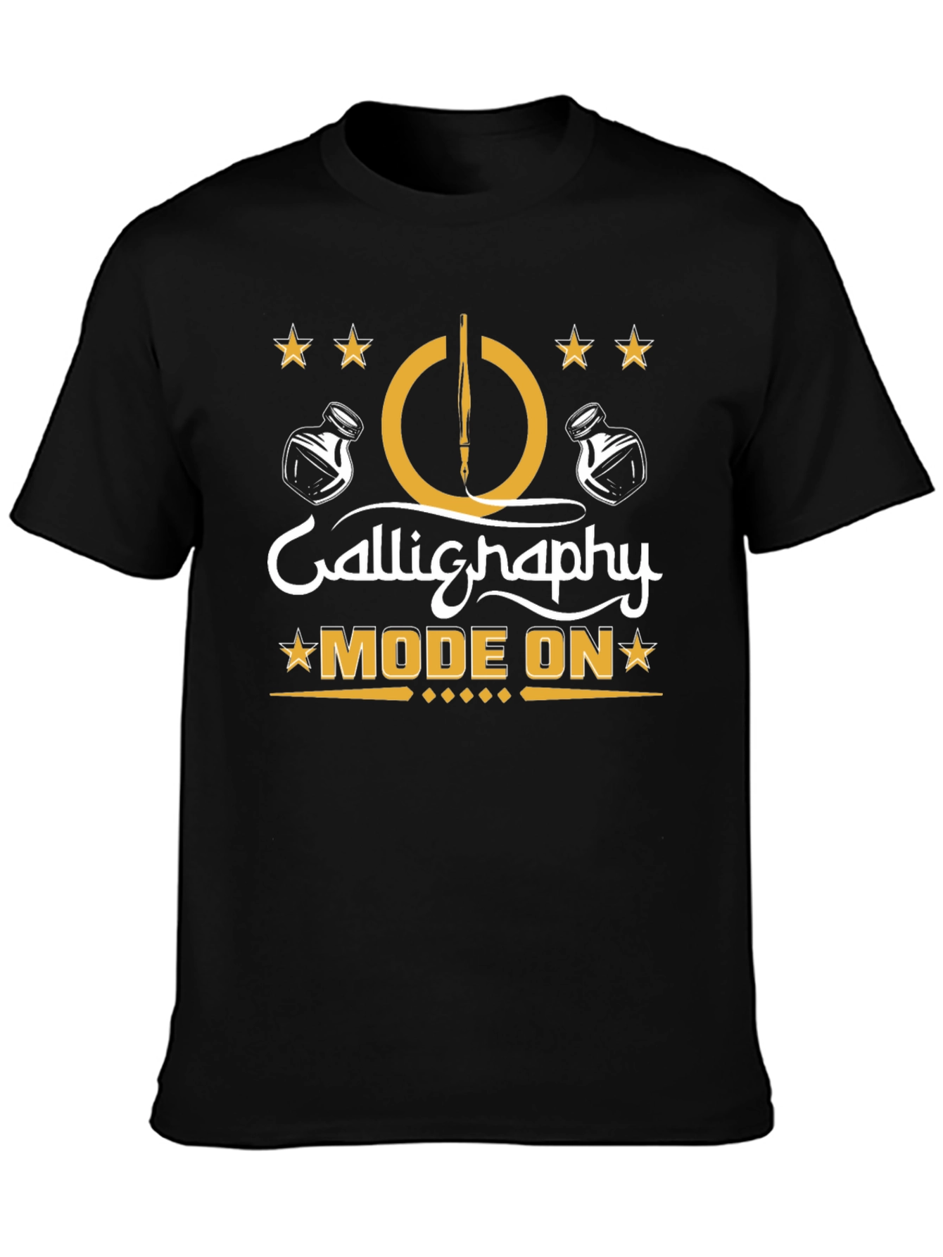 Calligraphy Mode On Black T-Shirt