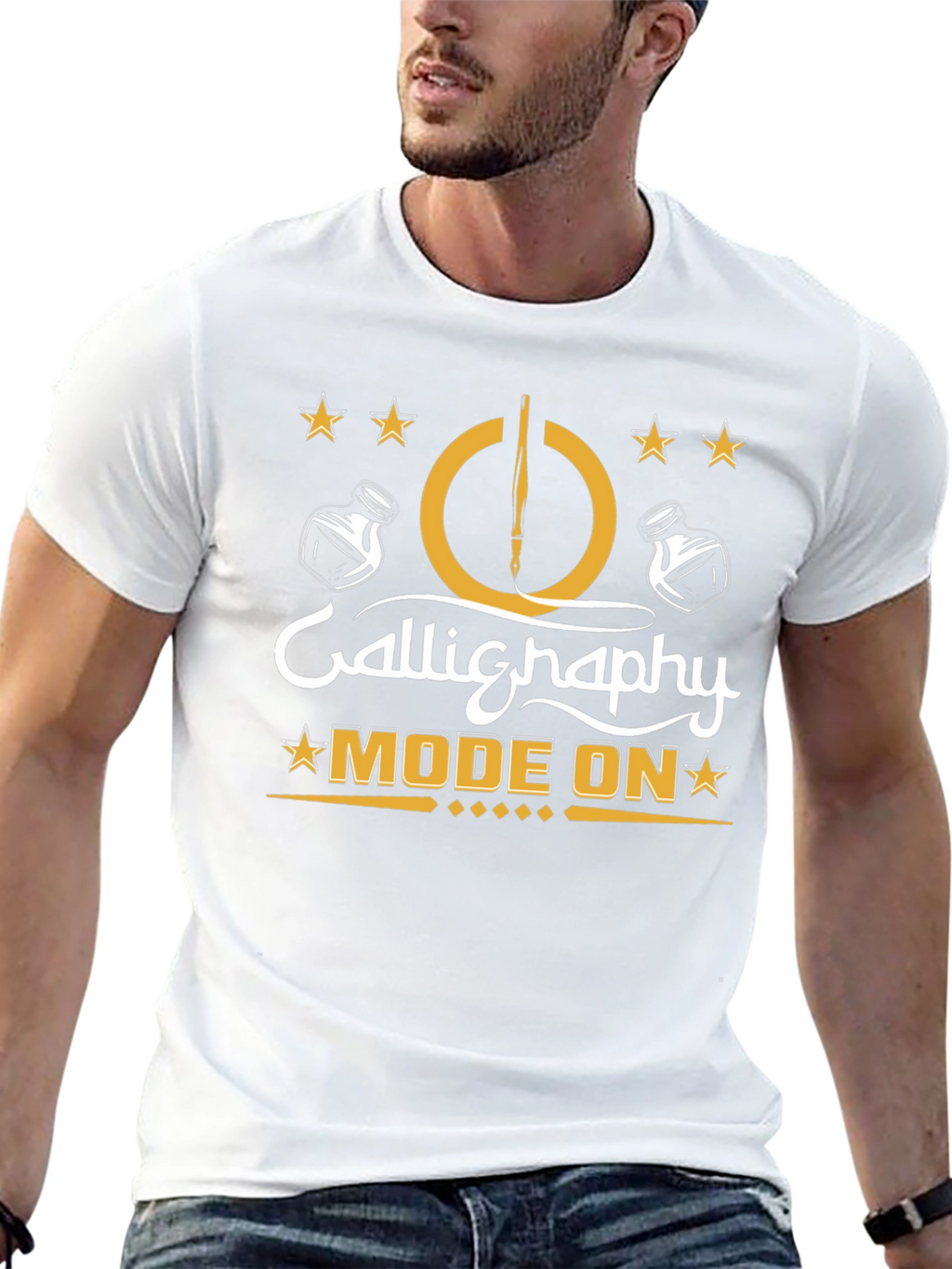 Calligraphy Mode On Black T-Shirt