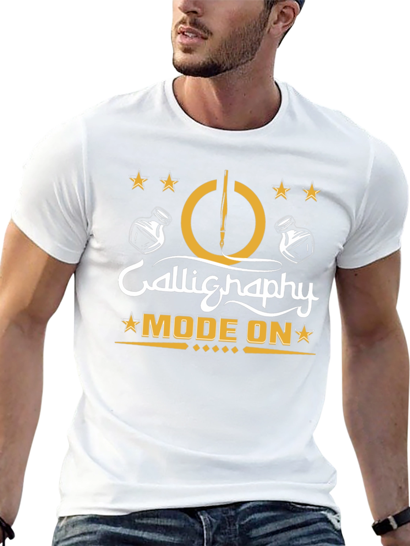 Calligraphy Mode On Black T-Shirt