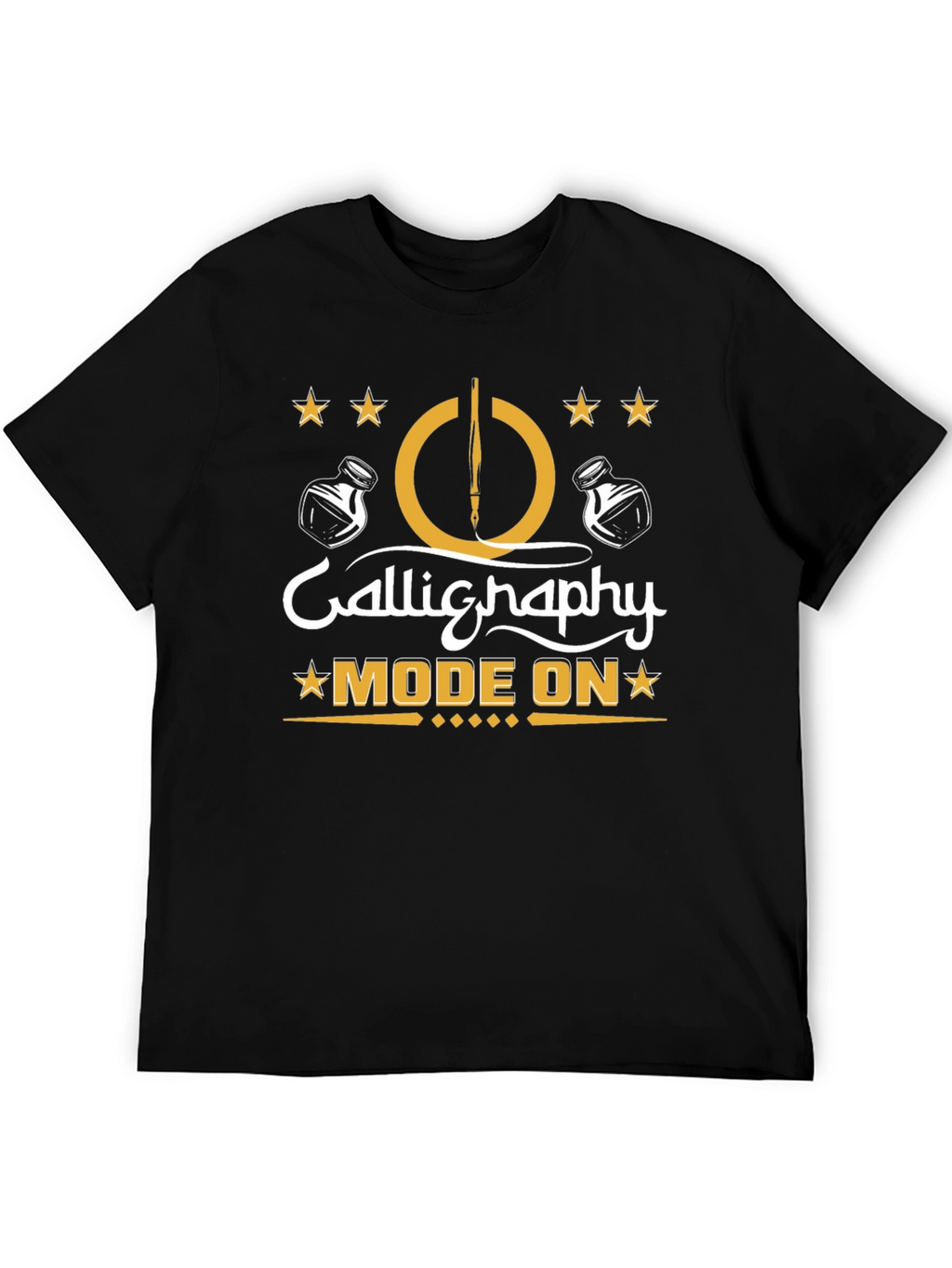Calligraphy Mode On Black T-Shirt