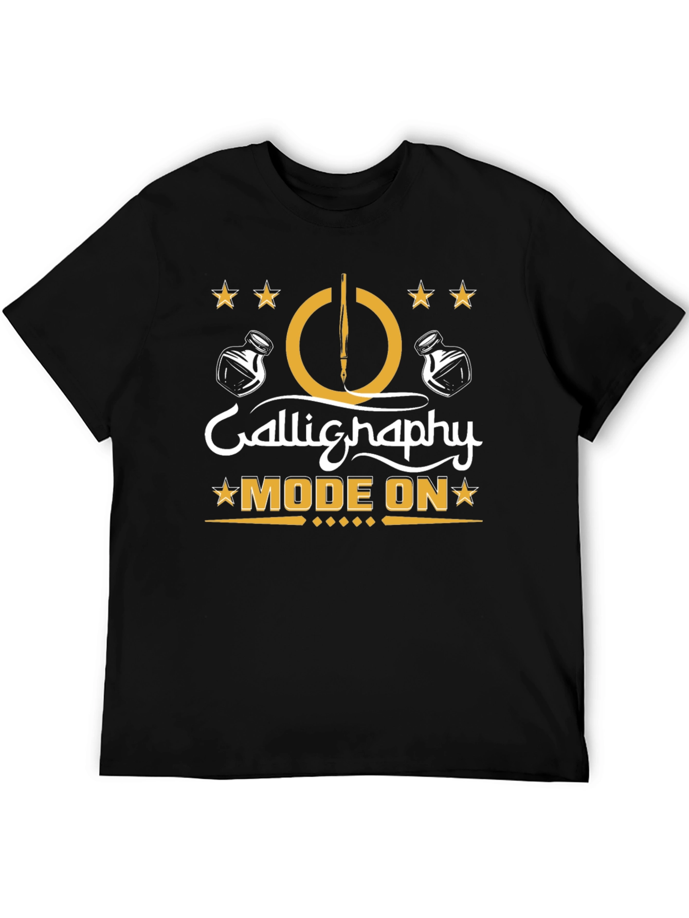 Calligraphy Mode On Black T-Shirt