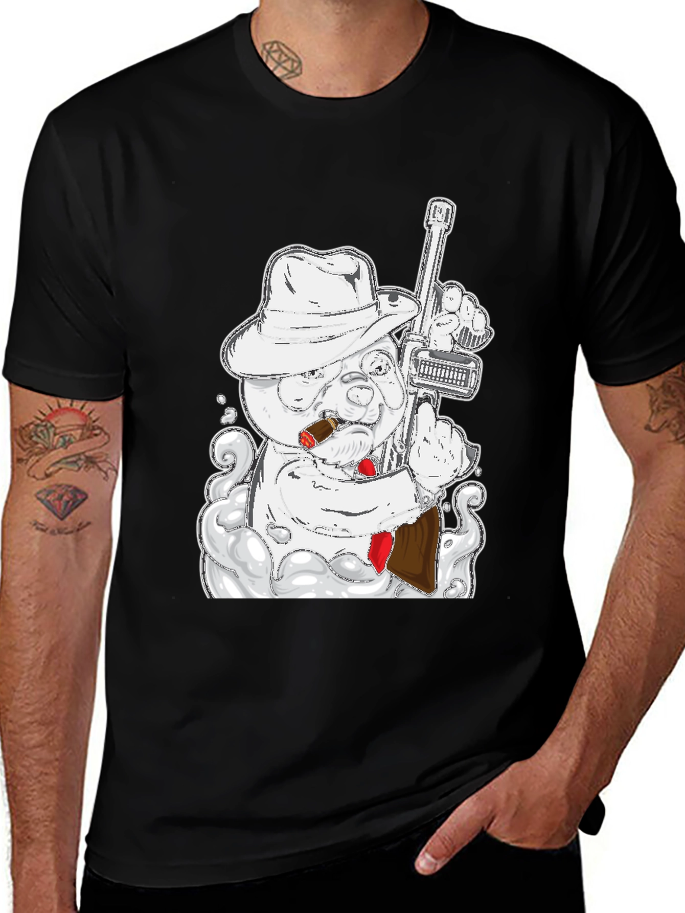Gangster Bear T-Shirt - Black Cotton Tee