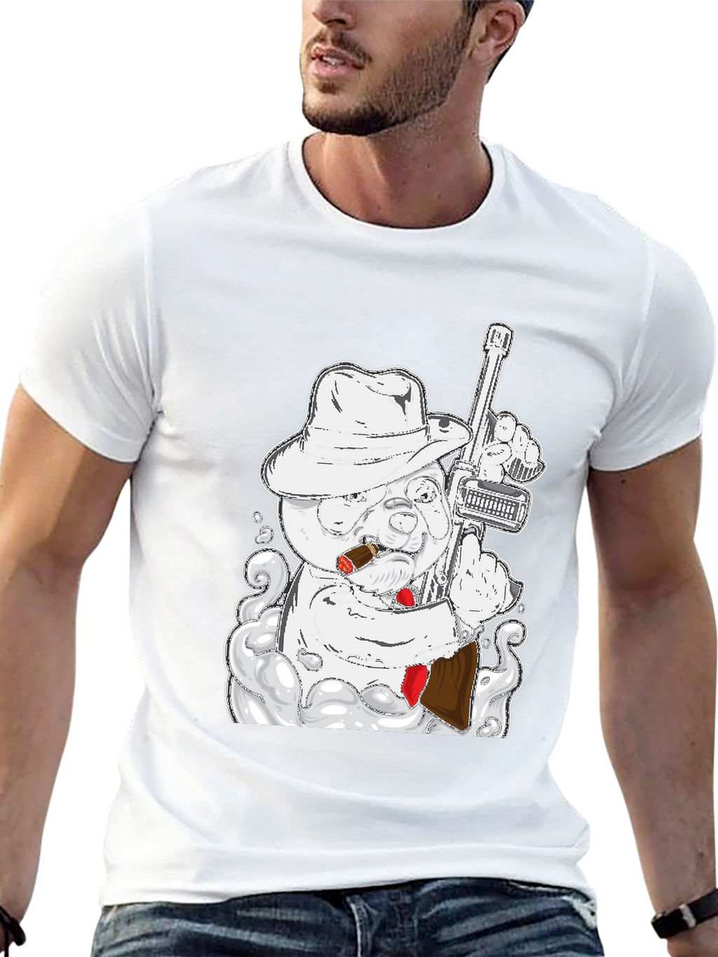 Gangster Bear T-Shirt - Black Cotton Tee