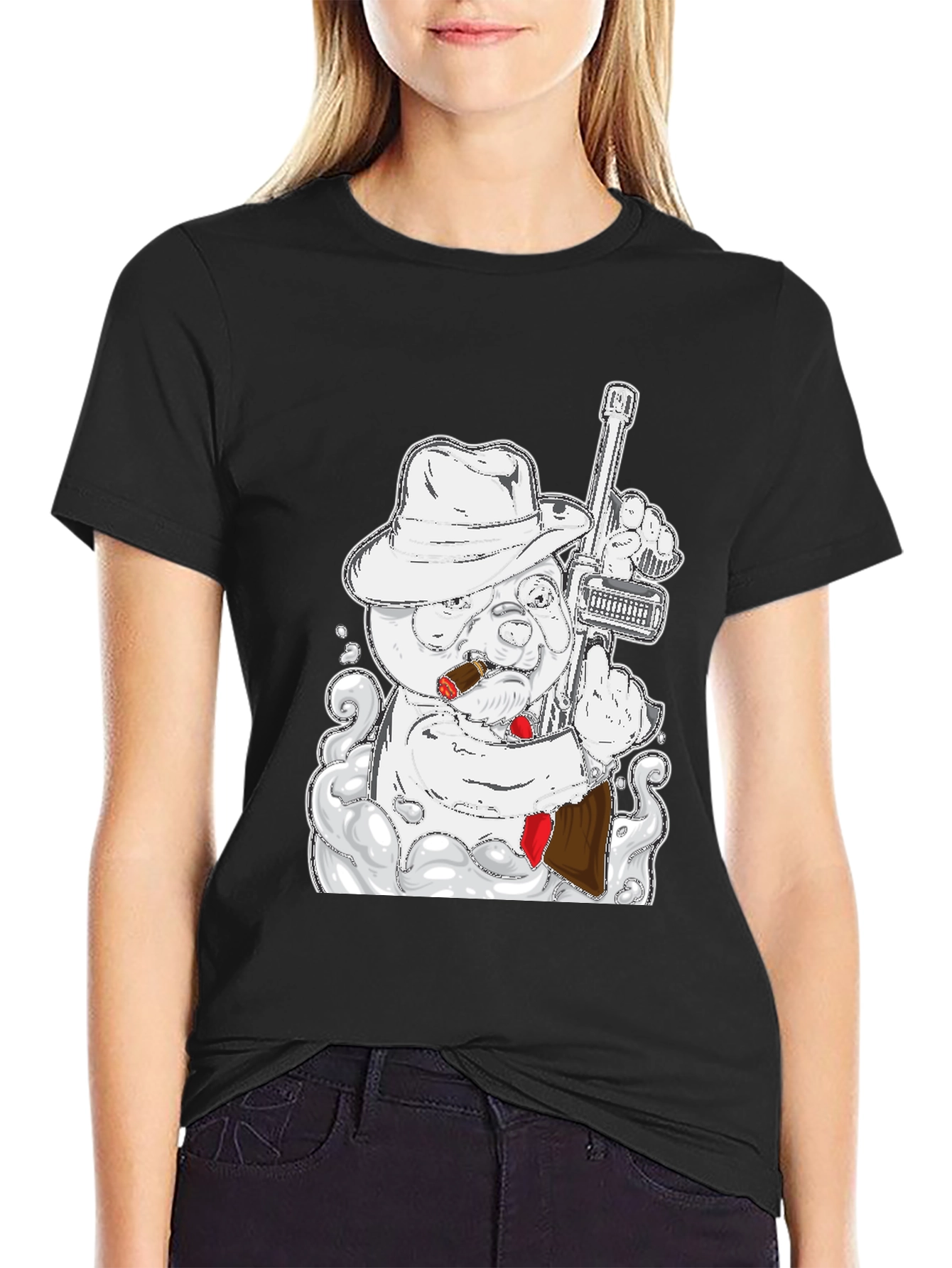 Gangster Bear T-Shirt - Black Cotton Tee