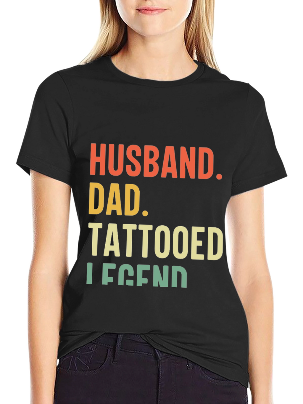 Husband Dad Tattooed Legend Graphic Tee - Black