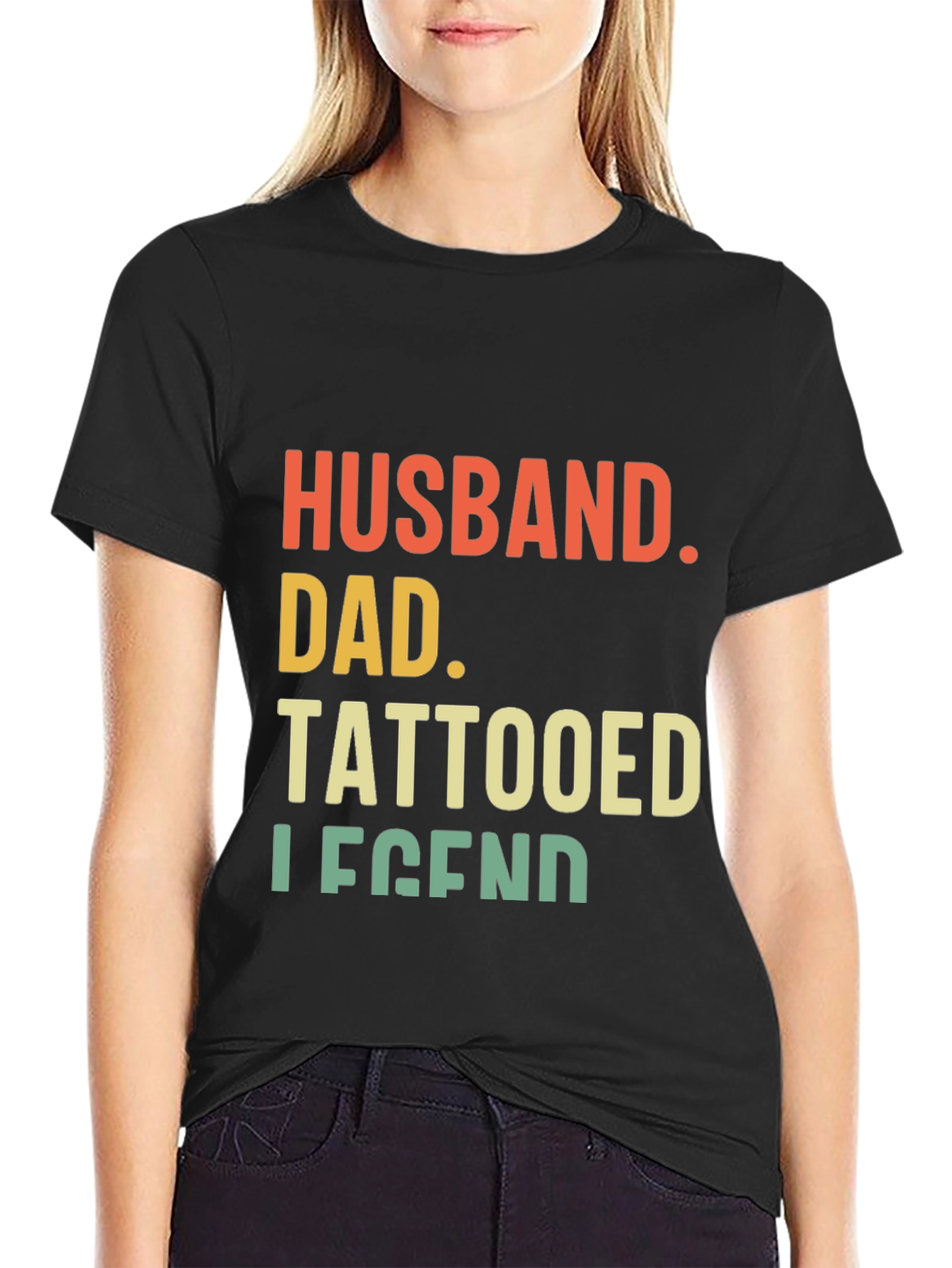 Husband Dad Tattooed Legend Graphic Tee - Black