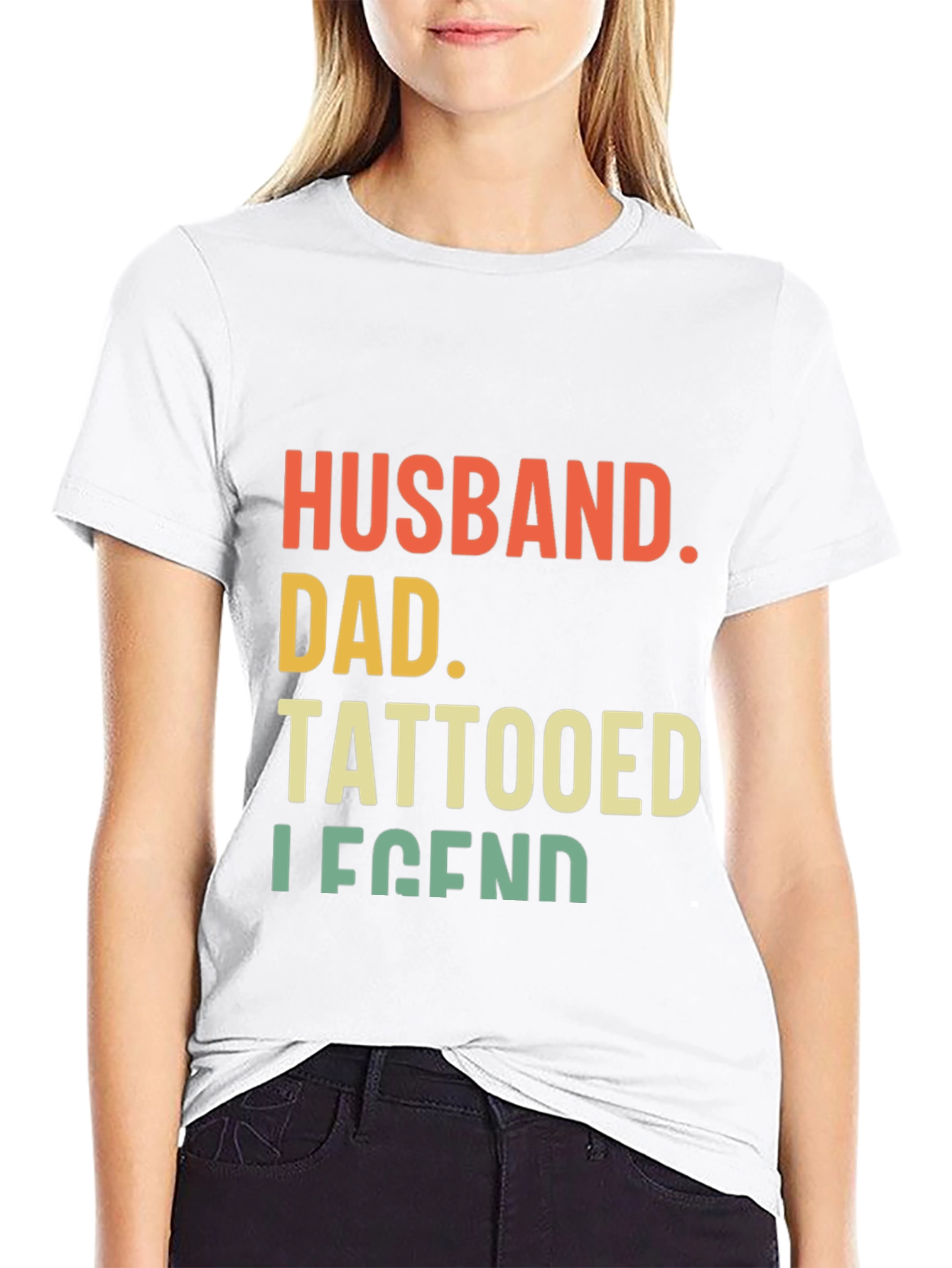 Husband Dad Tattooed Legend Graphic Tee - Black