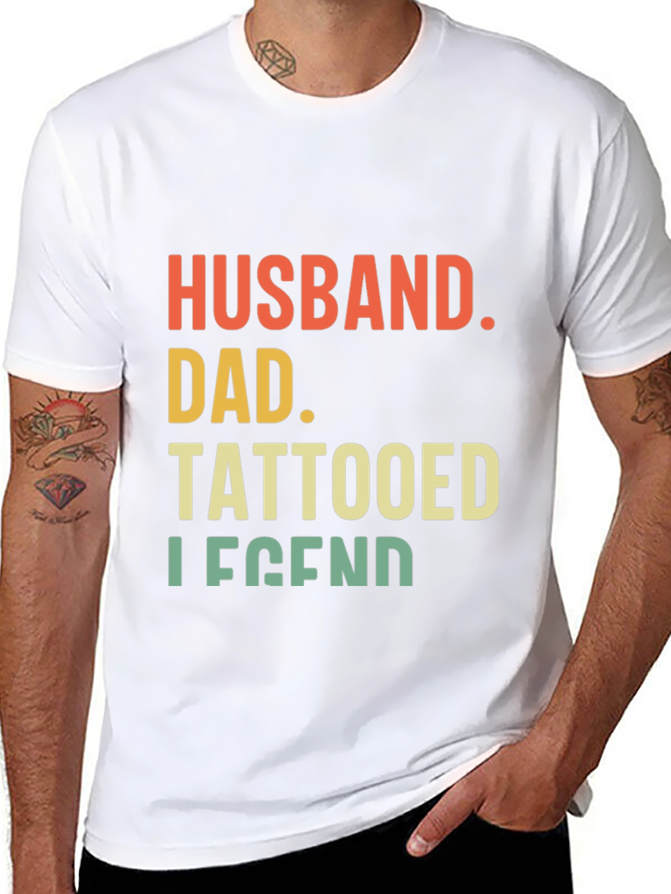 Husband Dad Tattooed Legend Graphic Tee - Black