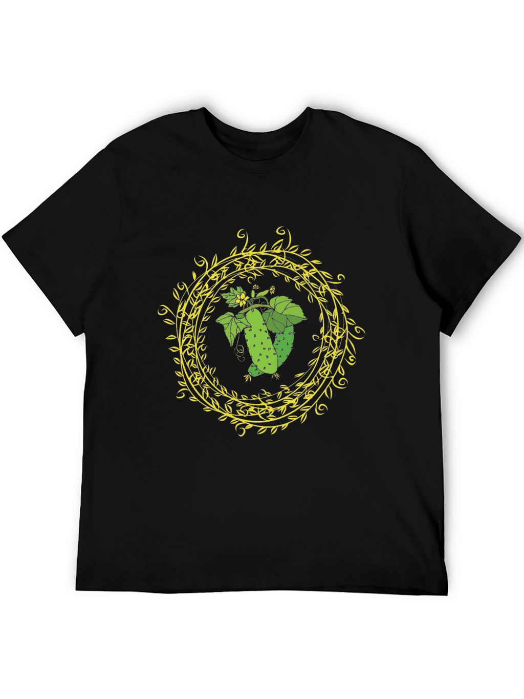 Cucumber Ring Graphic Tee - Black Cotton T-Shirt