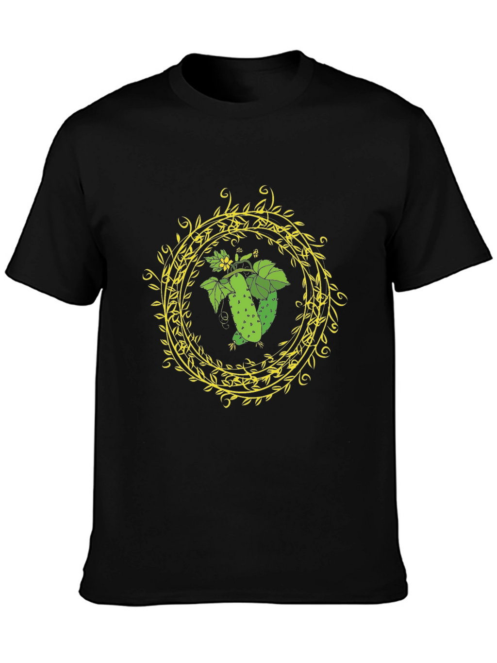 Cucumber Ring Graphic Tee - Black Cotton T-Shirt