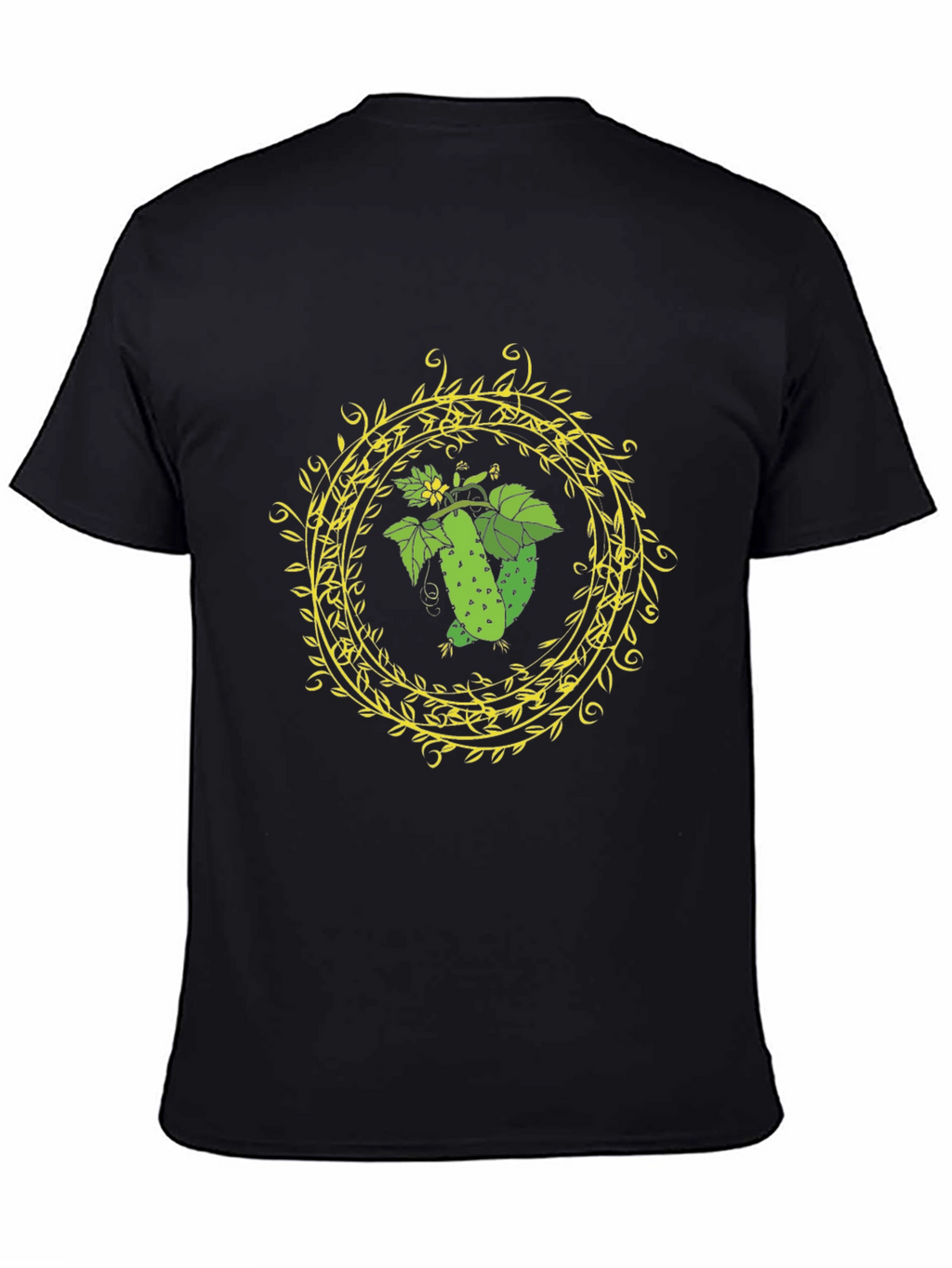 Cucumber Ring Graphic Tee - Black Cotton T-Shirt