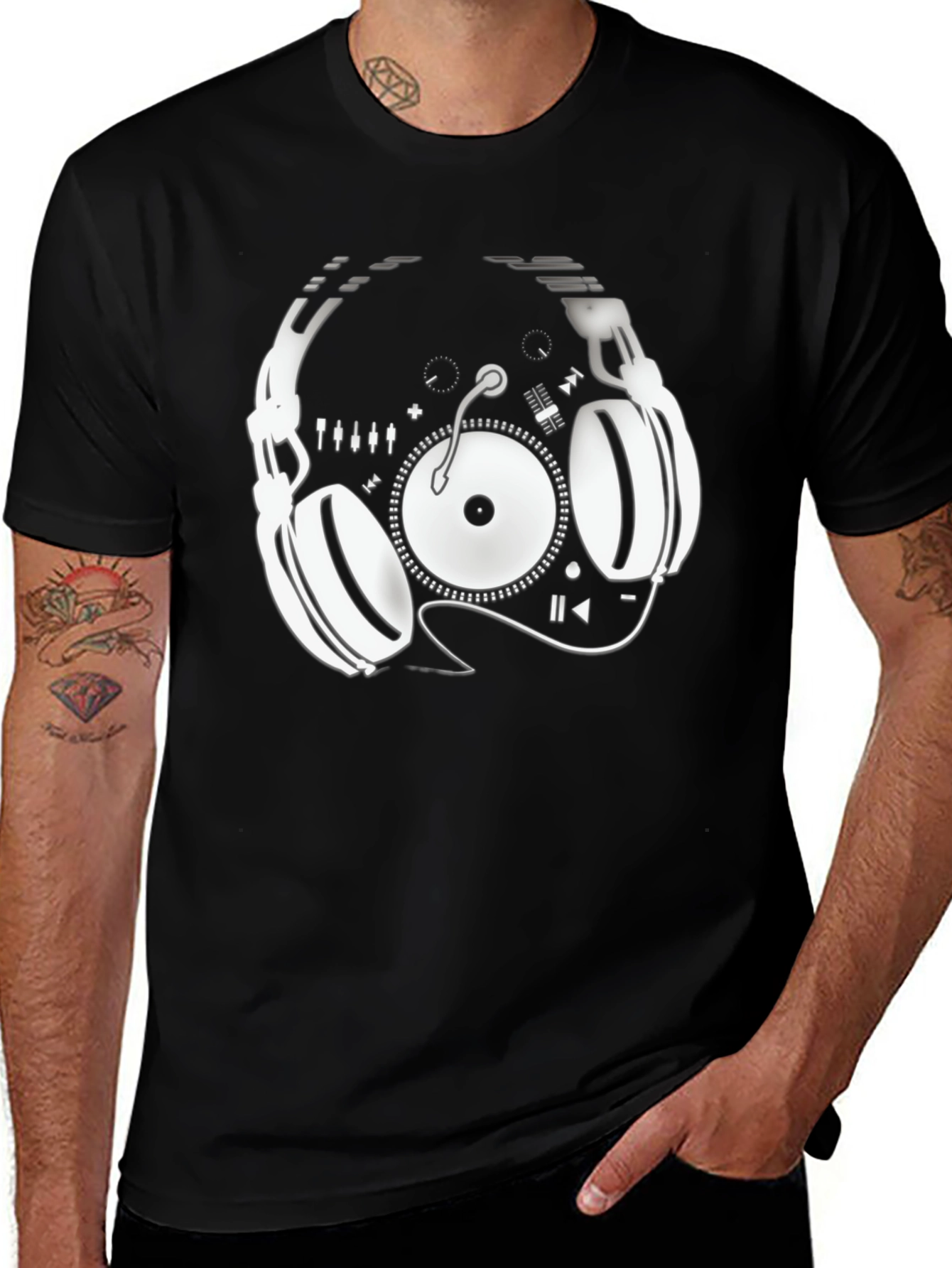 DJ Headphone Turntable Graphic Tee