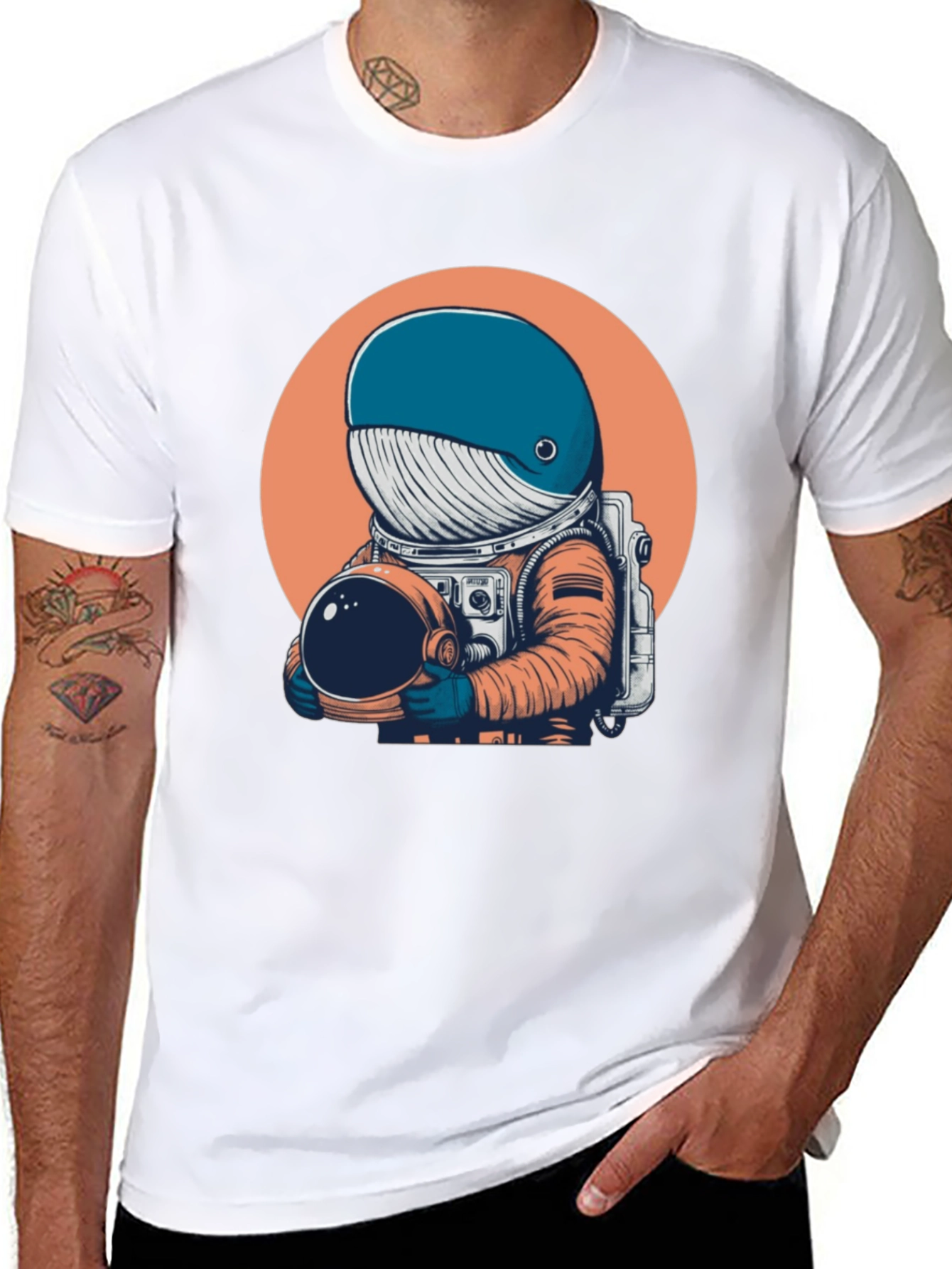 Astronaut Whale Graphic Tee - Unique Space Design T-Shirt