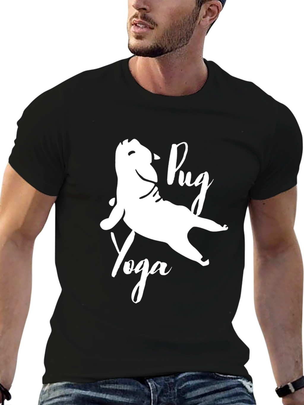 Pug Yoga Black Graphic Tee